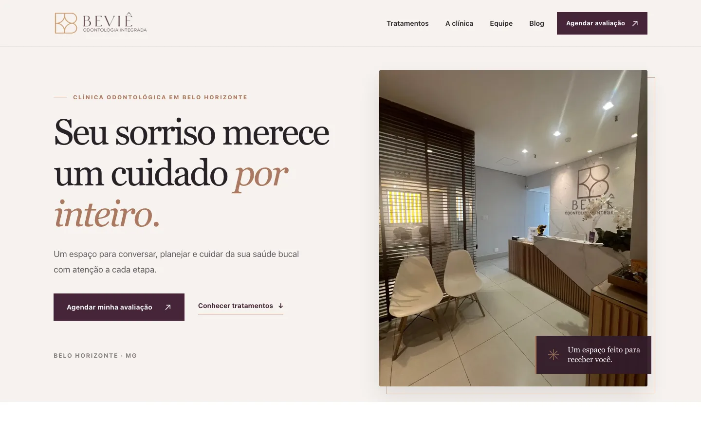 Site de Beviê Odontologia no computador