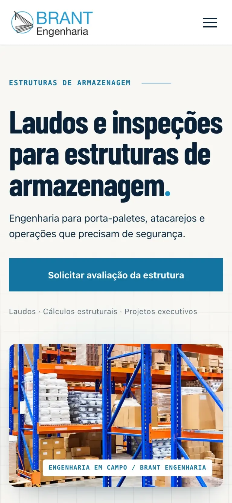 Site de Brant Engenharia no celular