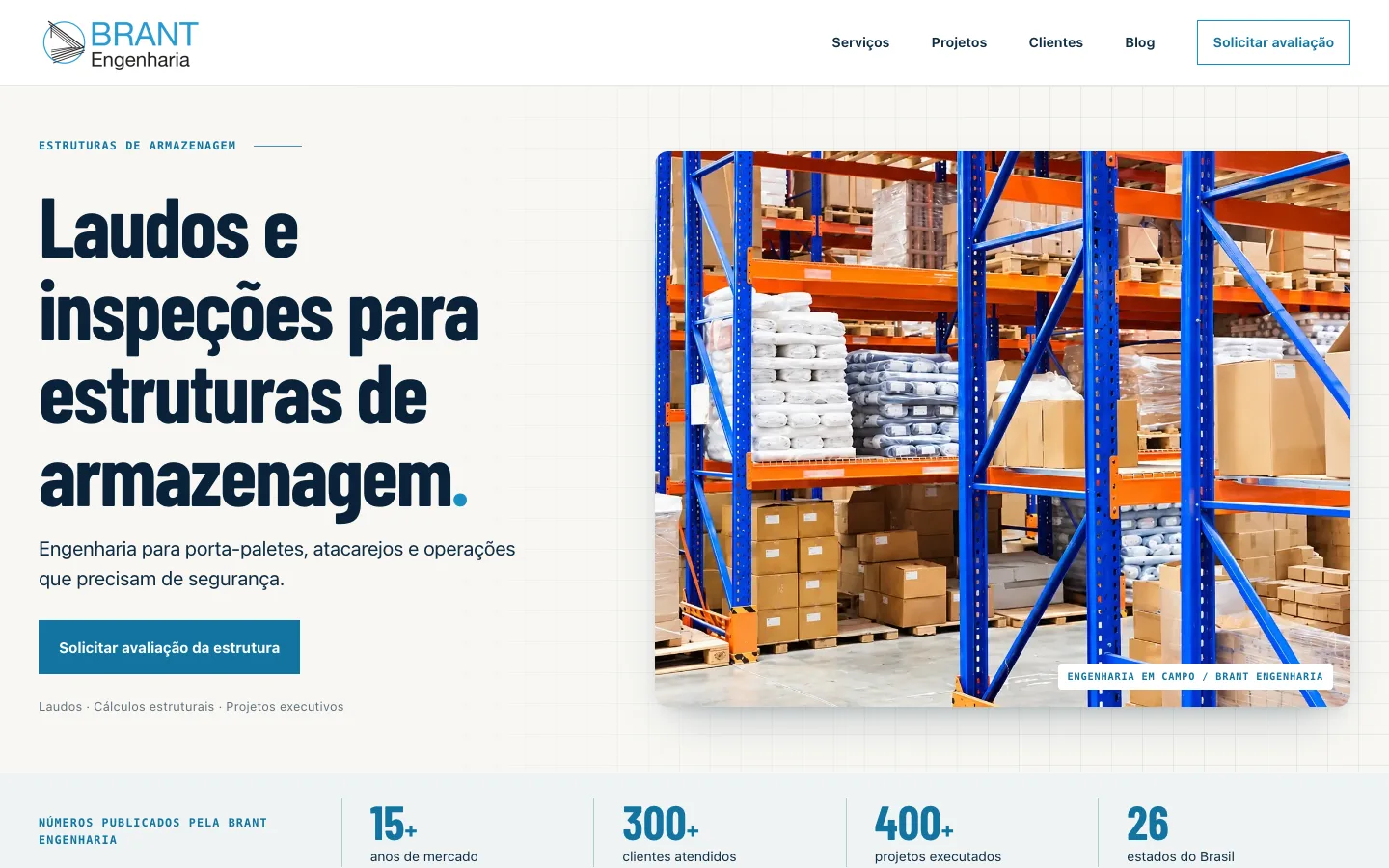 Site de Brant Engenharia no computador