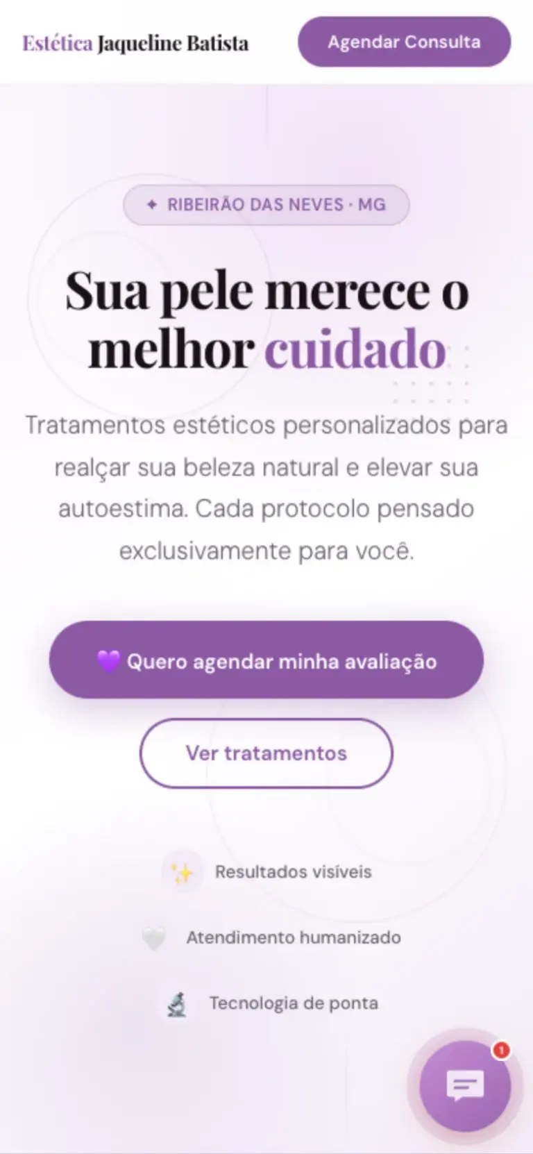 Site de Estética Jaqueline Batista no celular