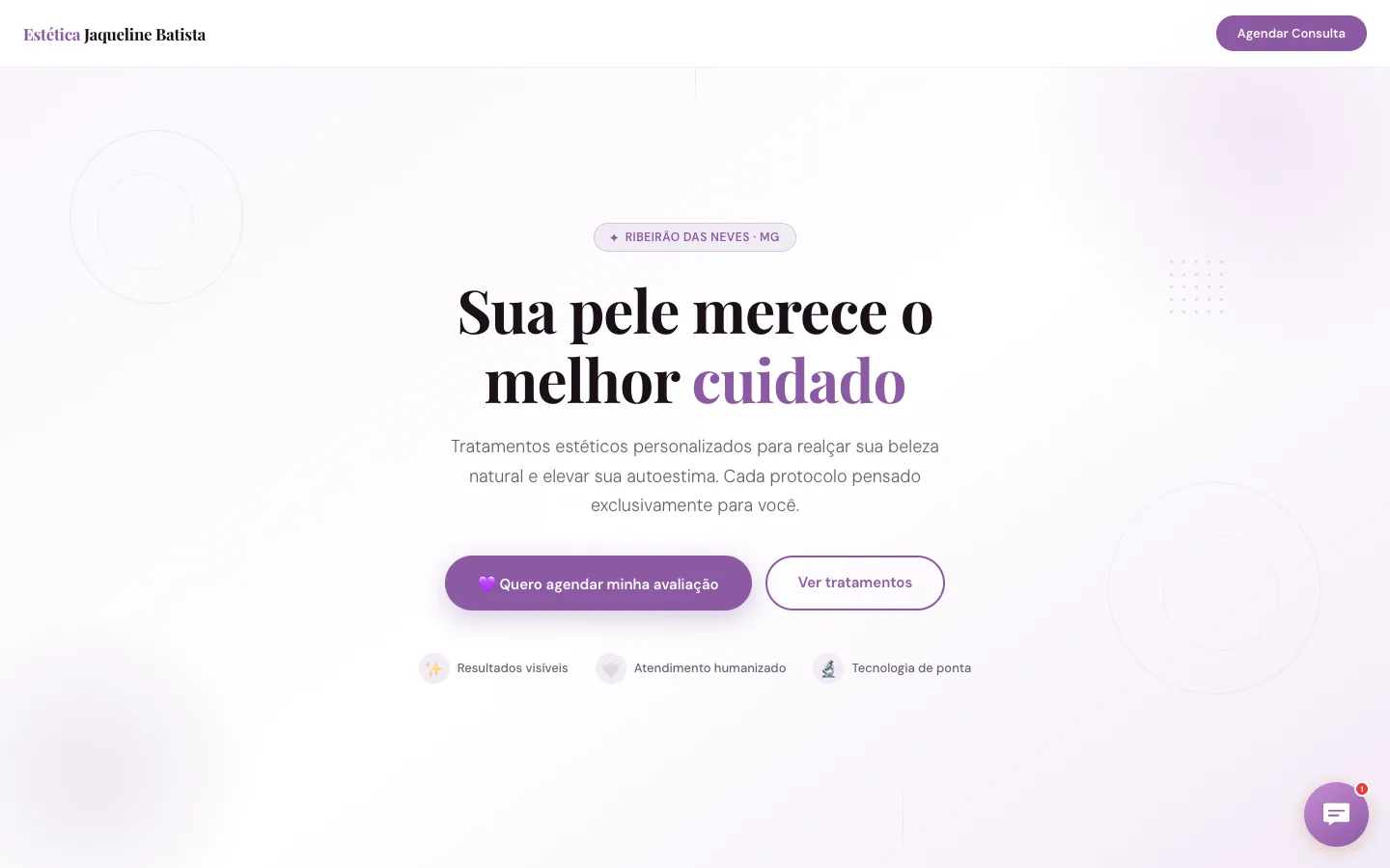 Site de Estética Jaqueline Batista no computador