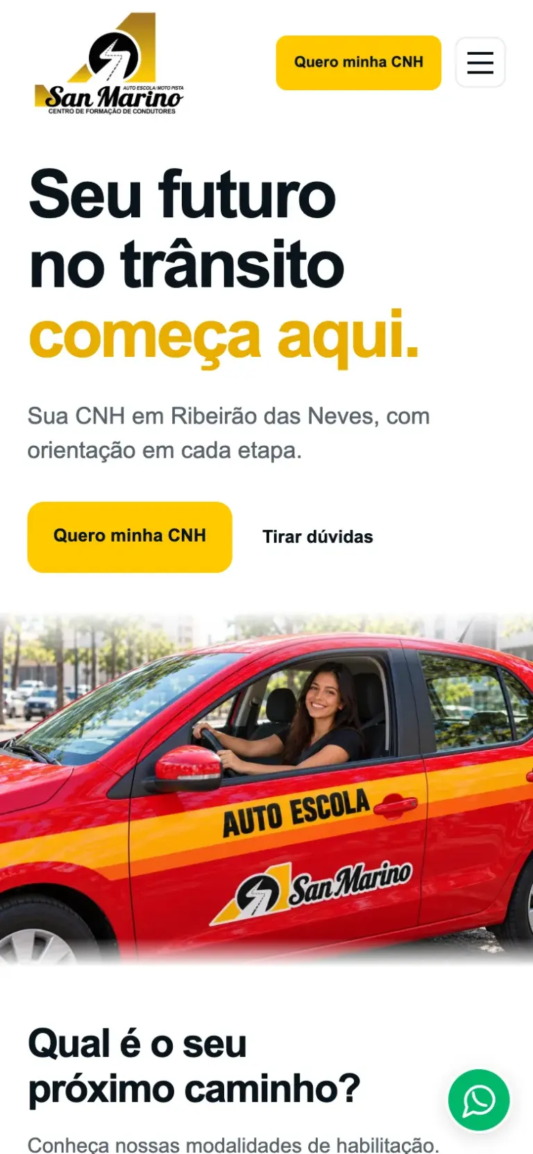 Site de Autoescola San Marino no celular