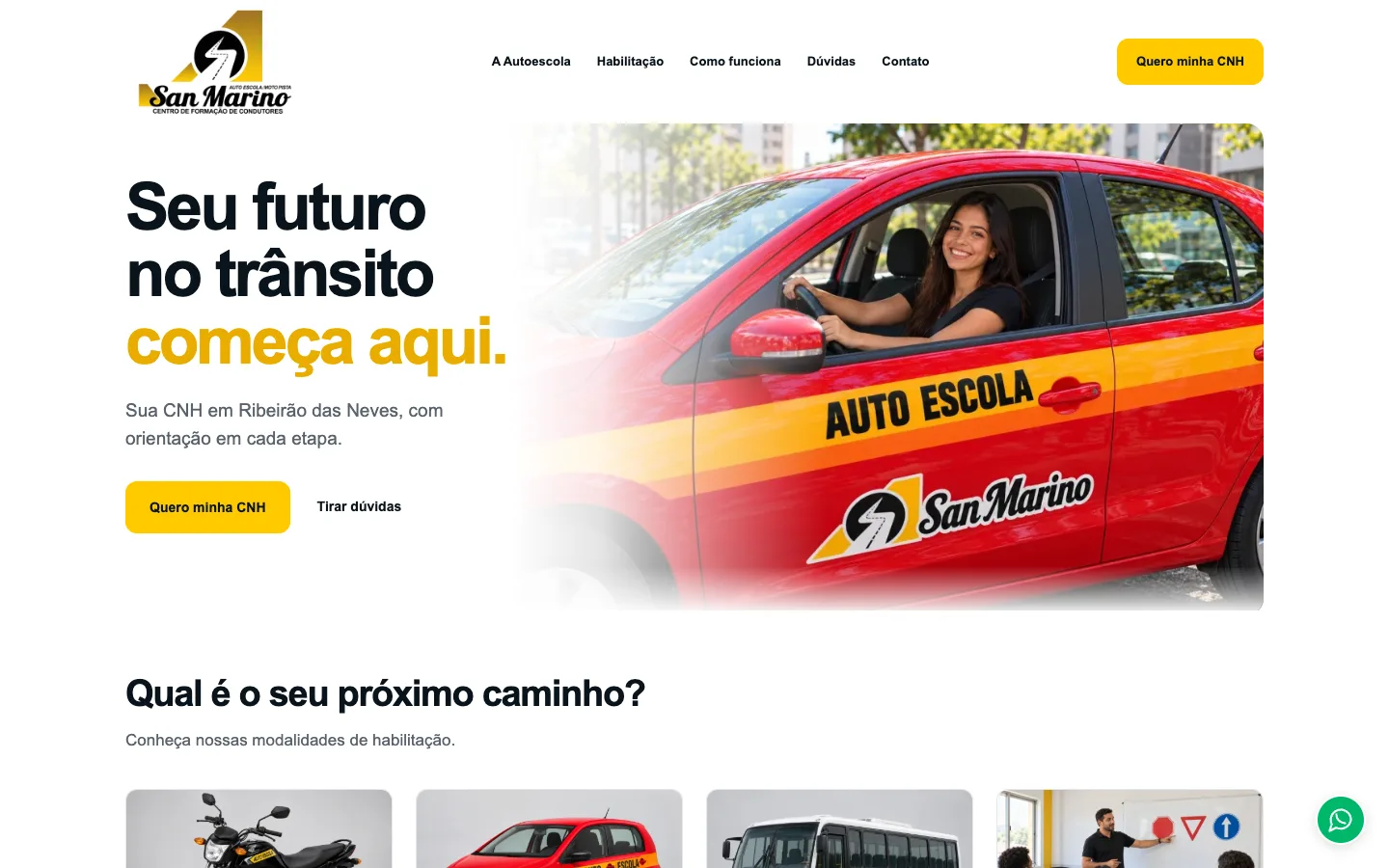 Site de Autoescola San Marino no computador